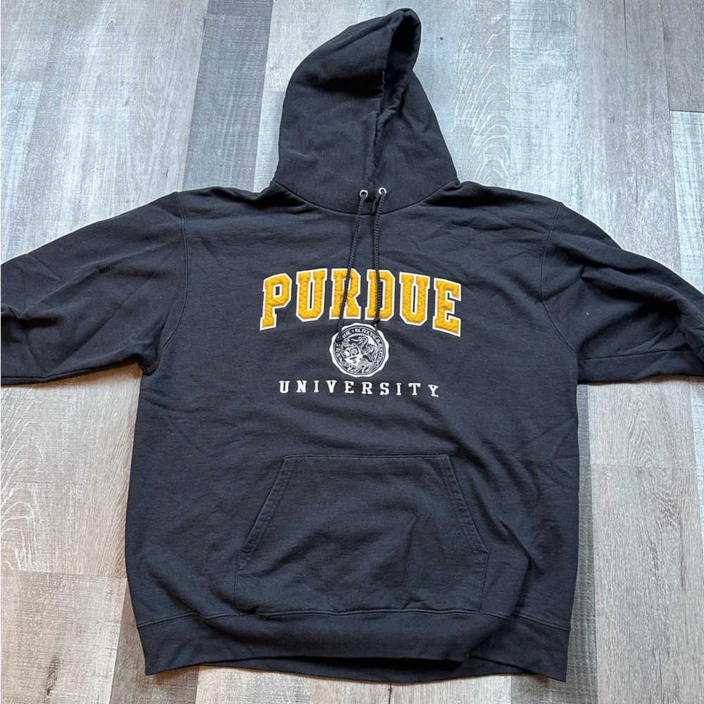 Purdue University Champion Black Hoodie with Gold and White Accents